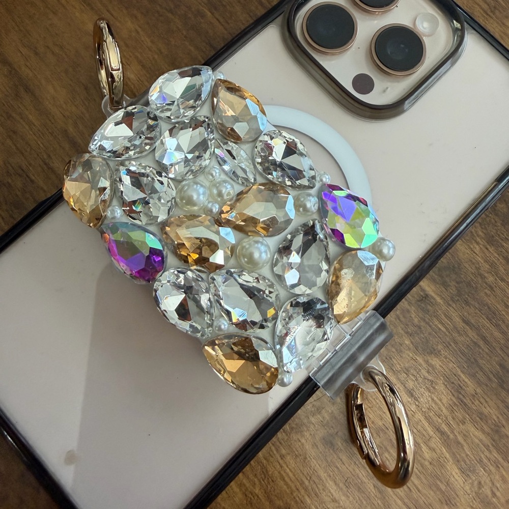 ShopEvelynne Crystal and Pearl Phone Case clip